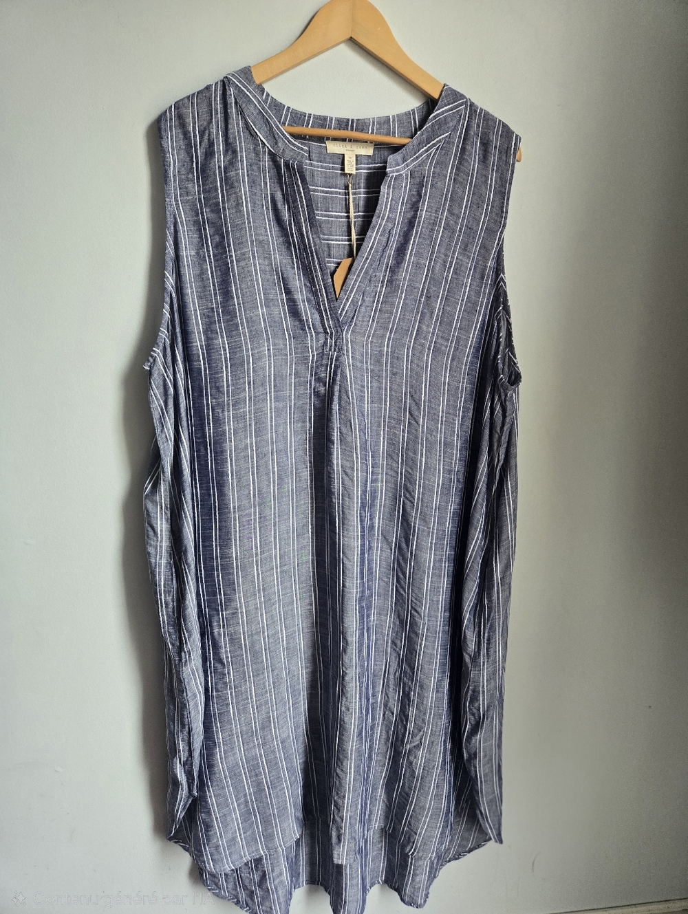 New FLINT & MOSS Sleeveless Navy Stripe Dress -  Lightweight V-Neck